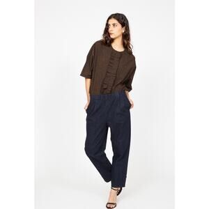 APUNTOB COTTON LINEN INDIGO PULL ON TROUSERS SZ XS